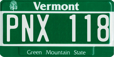 VT license plate PNX118