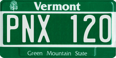 VT license plate PNX120