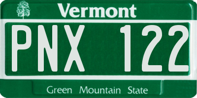 VT license plate PNX122