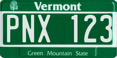 VT license plate PNX123