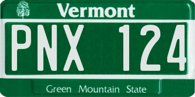 VT license plate PNX124