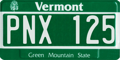 VT license plate PNX125