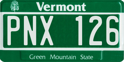 VT license plate PNX126