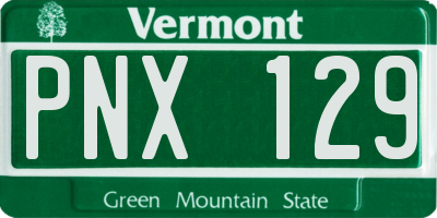 VT license plate PNX129