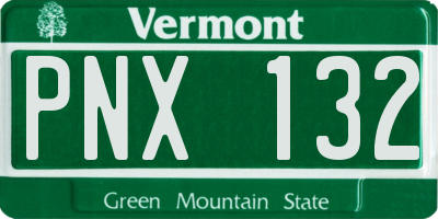 VT license plate PNX132