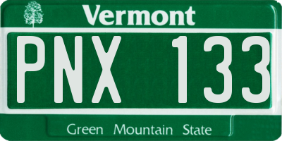 VT license plate PNX133