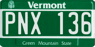 VT license plate PNX136