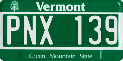 VT license plate PNX139