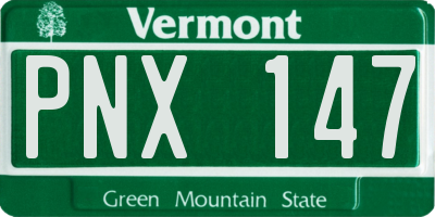 VT license plate PNX147