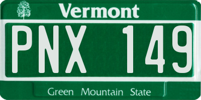 VT license plate PNX149