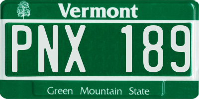 VT license plate PNX189