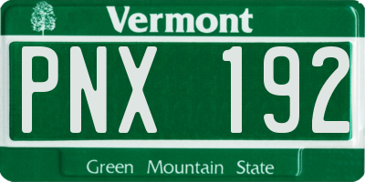 VT license plate PNX192