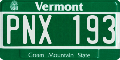 VT license plate PNX193