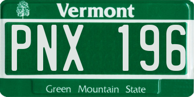 VT license plate PNX196