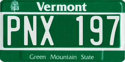 VT license plate PNX197