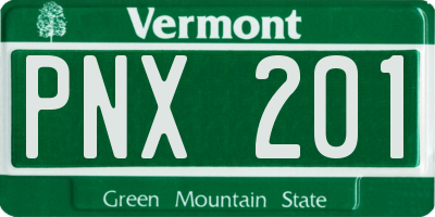VT license plate PNX201