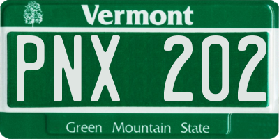 VT license plate PNX202