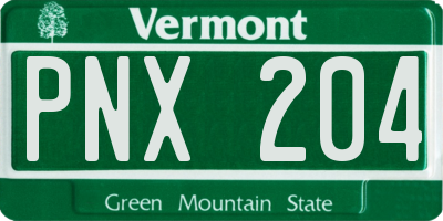 VT license plate PNX204