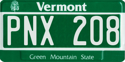 VT license plate PNX208
