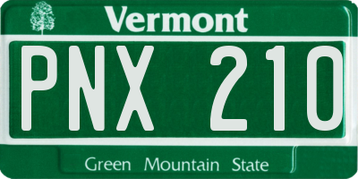 VT license plate PNX210