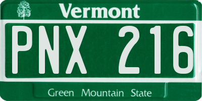 VT license plate PNX216