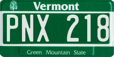 VT license plate PNX218