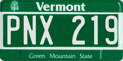 VT license plate PNX219