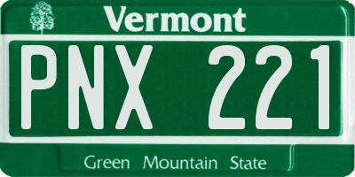 VT license plate PNX221