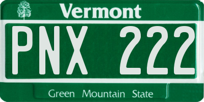 VT license plate PNX222