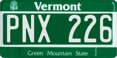 VT license plate PNX226
