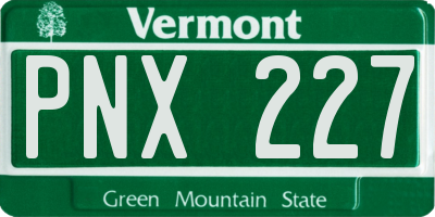 VT license plate PNX227