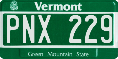 VT license plate PNX229