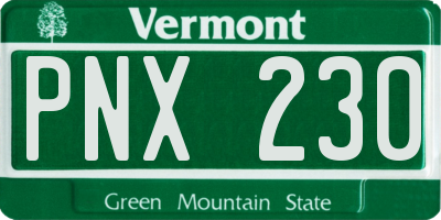 VT license plate PNX230