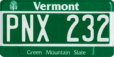 VT license plate PNX232