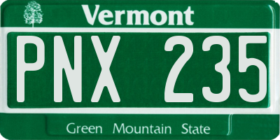 VT license plate PNX235