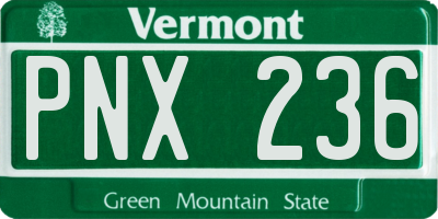 VT license plate PNX236