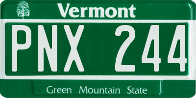 VT license plate PNX244