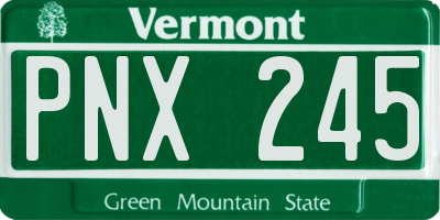 VT license plate PNX245