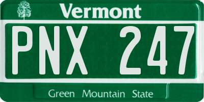VT license plate PNX247