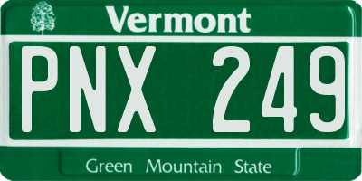 VT license plate PNX249