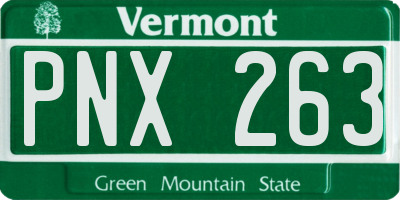 VT license plate PNX263