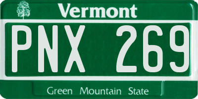 VT license plate PNX269