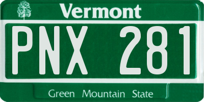 VT license plate PNX281