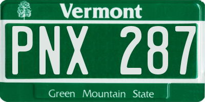 VT license plate PNX287