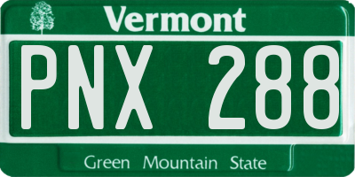 VT license plate PNX288