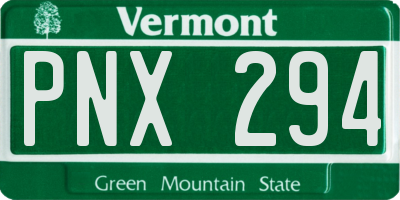 VT license plate PNX294
