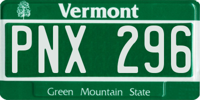 VT license plate PNX296