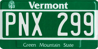 VT license plate PNX299