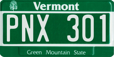 VT license plate PNX301