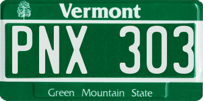 VT license plate PNX303
